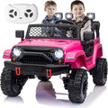 XL 24V 2 Seater Ride On Truck with EVA Tire, Battery Powered Electric Ride On Car with Remote Control, Bluetooth, Pink
