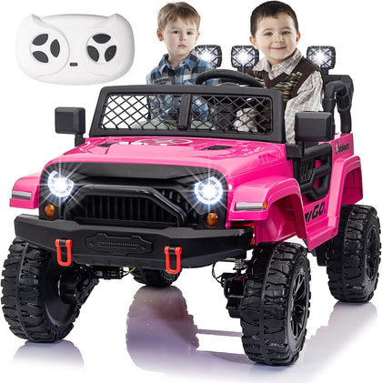 XL 24V 2 Seater Ride On Truck with EVA Tire, Battery Powered Electric Ride On Car with Remote Control, Bluetooth, Pink