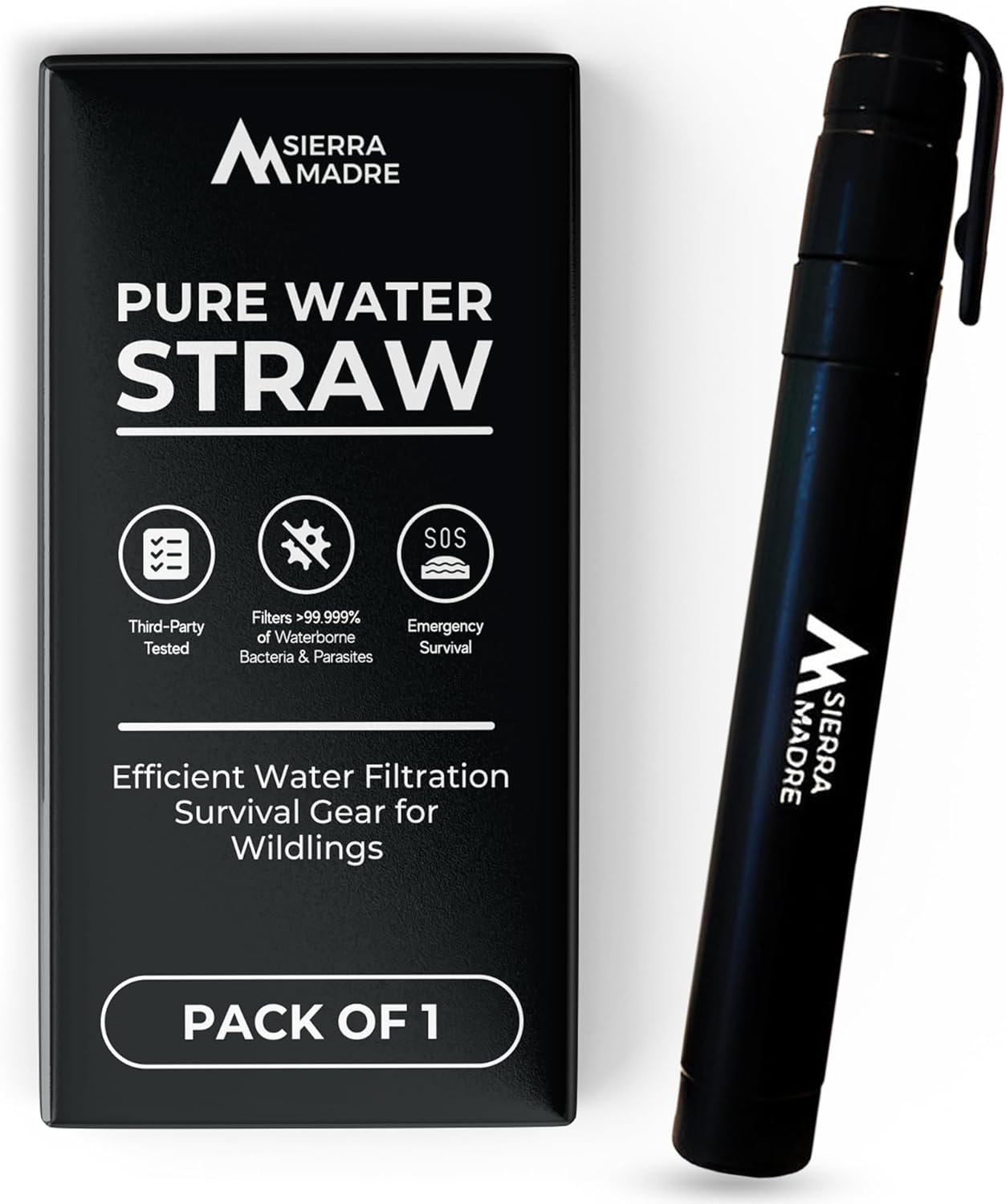 Water Filter Straw, 264 Gallons Capacity, Lightweight, Pack of 1