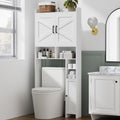Wooden Over The Toilet Storage Cabinet with Barn Door | Freestanding Bathroom Storage, Toilet Paper Holder