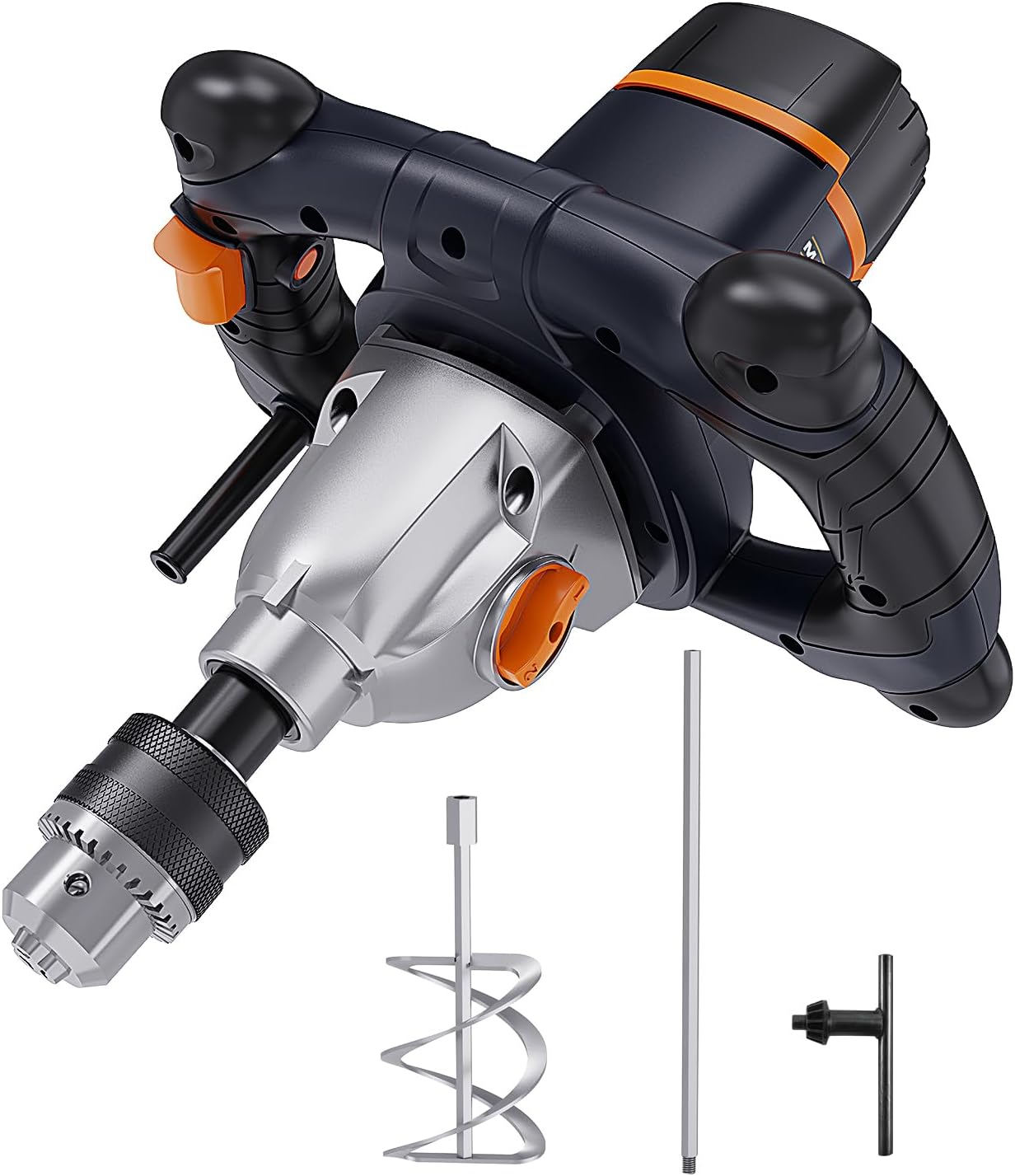 Mixer 13A Single Paddle Concrete Mortar Mixer, 5/8" Keyed Chuck, Soft Start, Come w/100mm Large Spiral Mixing Paddle