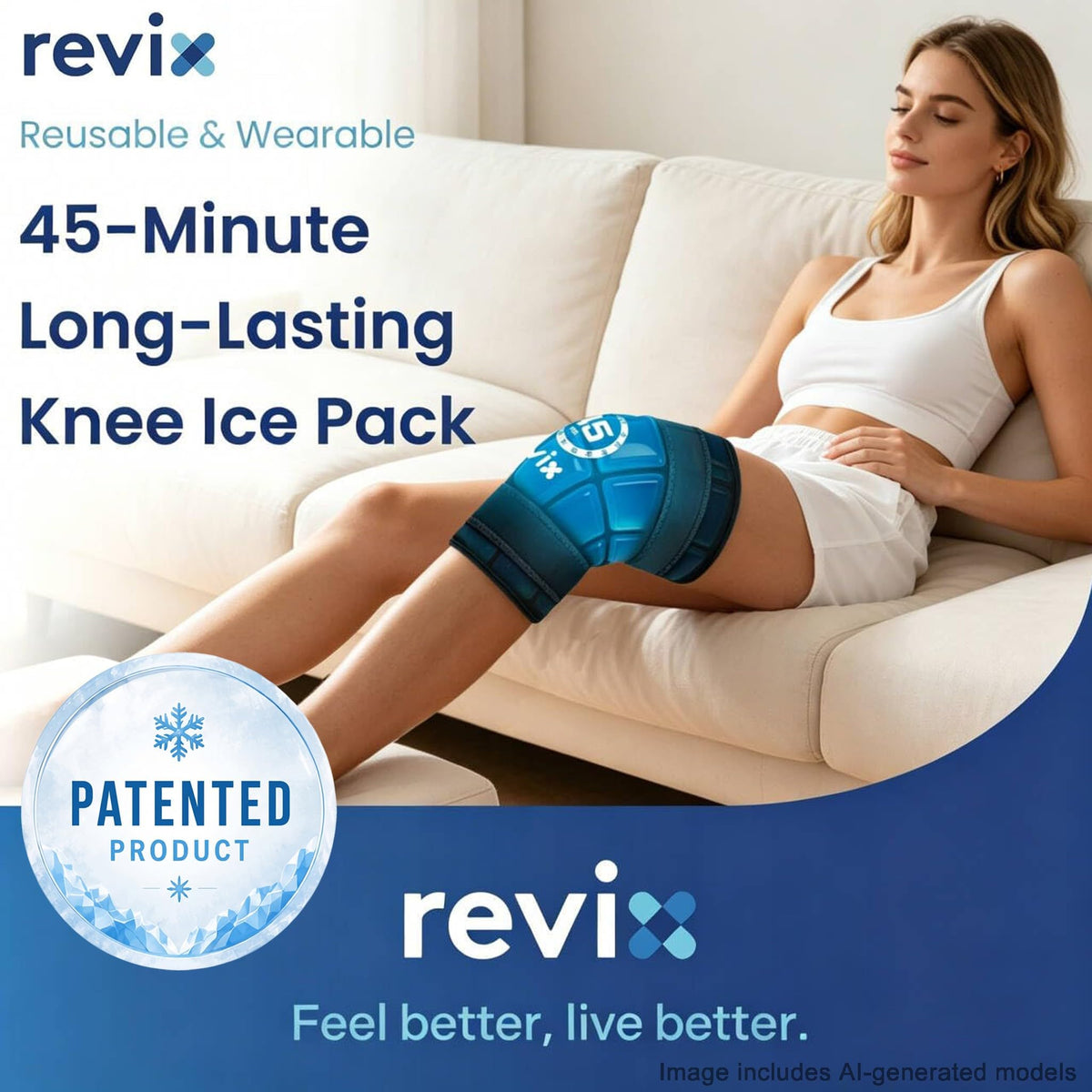 Knee Ice Pack Wrap for Meniscus Tear, ACL, 45-Min Cold Therapy