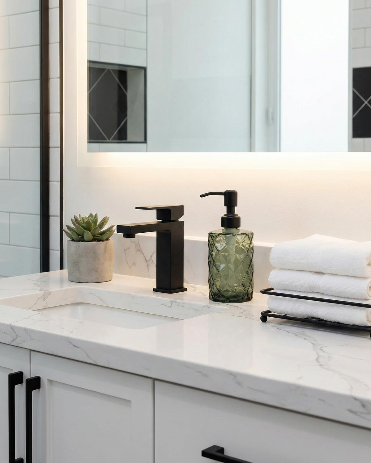 Forest Green Glass Soap Dispenser with Black Rustproof Pump
