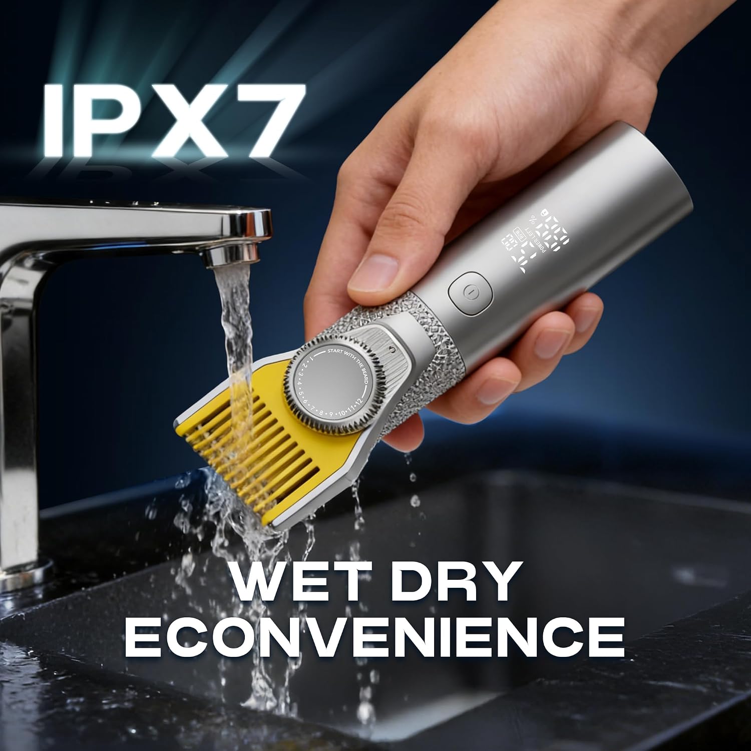 Beard Trimmer for Men, 6-in-1 Men's Grooming Kit,IPX7 Waterproof Wet/Dry, 2-Speed electric razor for men, Easy-Swap