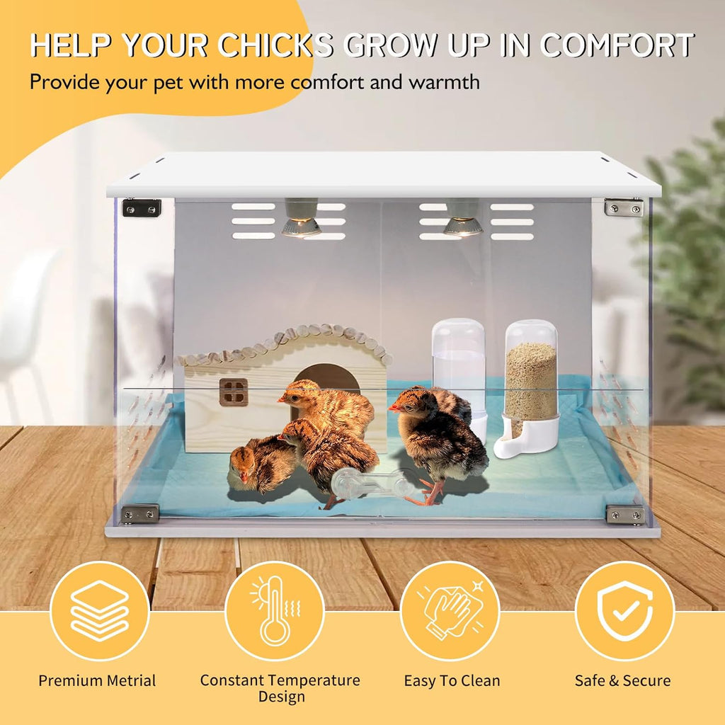 Chick Brooder Brooder Box for Chicks Incubator for Chicks Duckling/Parrot/Chicks Incubator with Heating,Warms up to