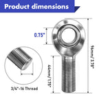 Hoypeyfiy 1 Pair 3/4” Heim Joint Rod End Kit, .750" Right & Left Hand Thread Chromoly Panhard Rod End Set with Jam Nuts, Ideal for Steering & Suspension Applications