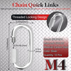 1.57IN Quick Link,Heavy Duty Locking Carabiner (12PCS,Silver)
