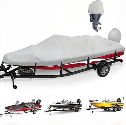 Boat Covers 14-16 ft, Heavy Duty 900D Waterproof V-Hull Boat Cover for Bass Tracker Boats Up to 68 Inch, Trailerable