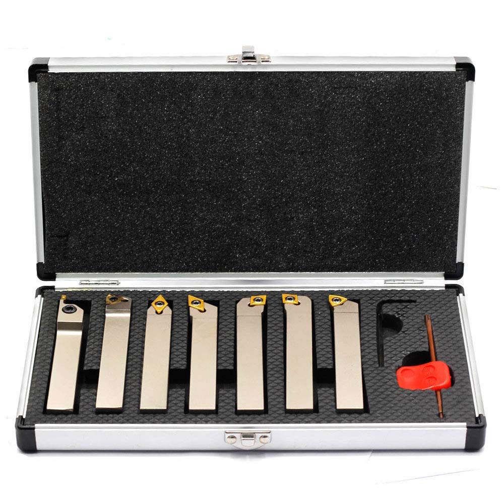 OSCARBIDE 5/8" Shank Nickel Plated 7-Piece Indexable Lathe Tool Holder Set