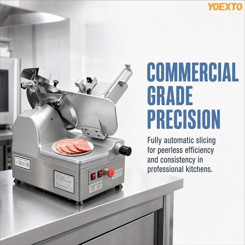 Deli Slicer, 550W Automatic Meat Slicer with 10 Inch Premium Blade, Adjustable Thickness for Roast Beef, Turkey
