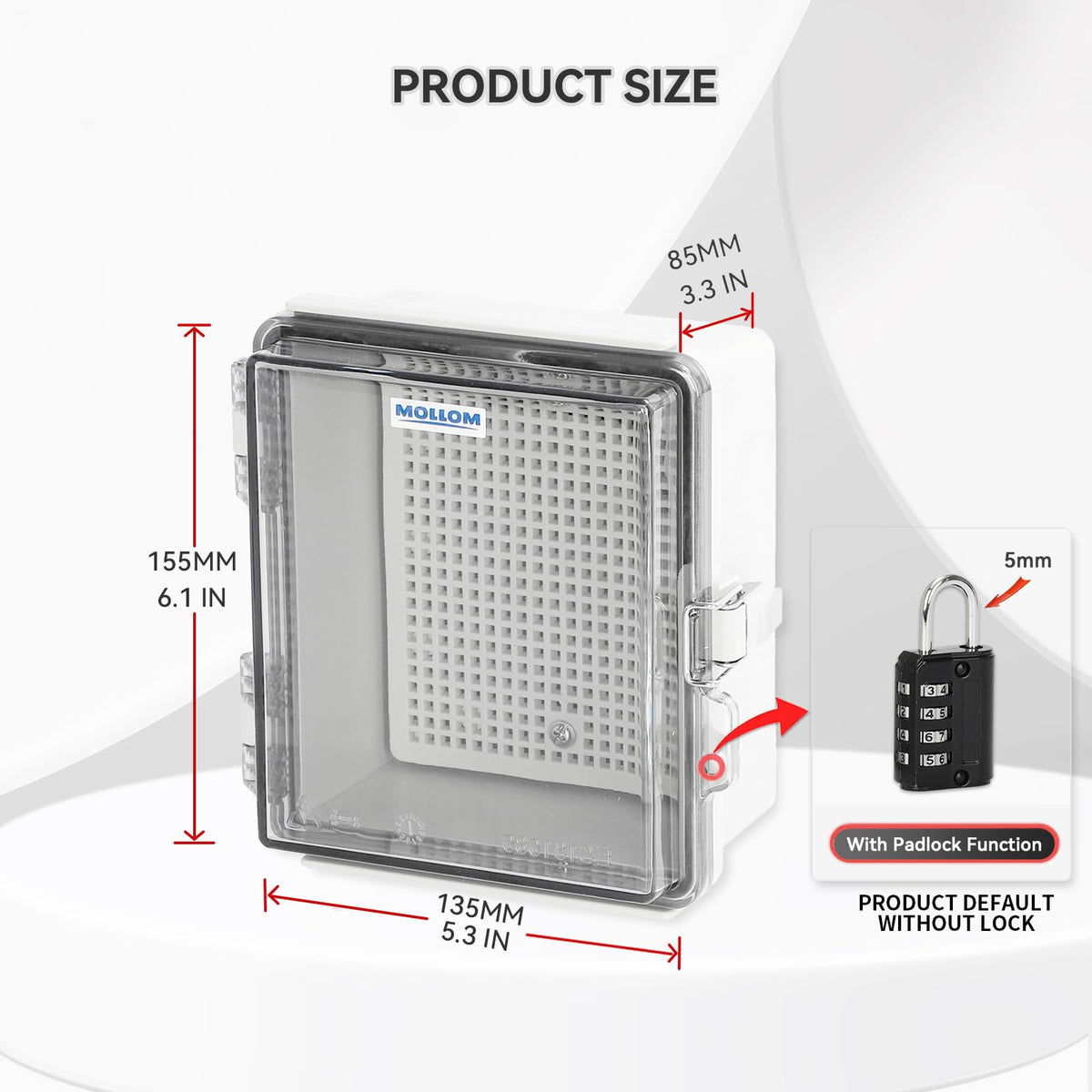 Mollom Transparent Cover Outdoor Junction Box (6.1x5.3x3.3In)