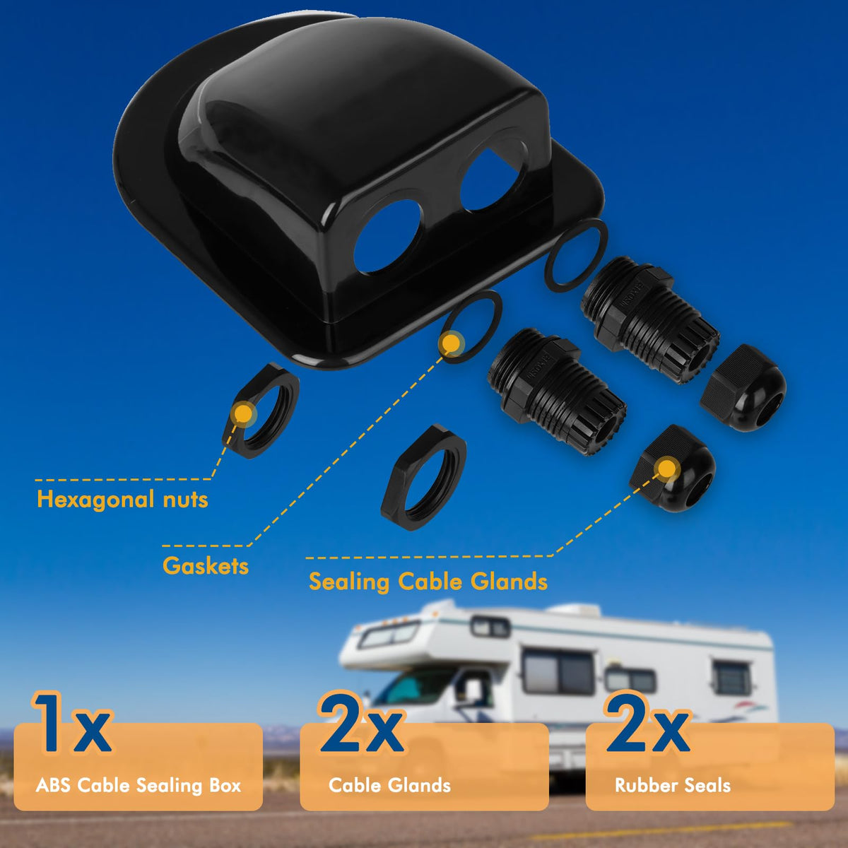 RESTMO 2 Pack IP68 Waterproof Solar Cable Entry Gland