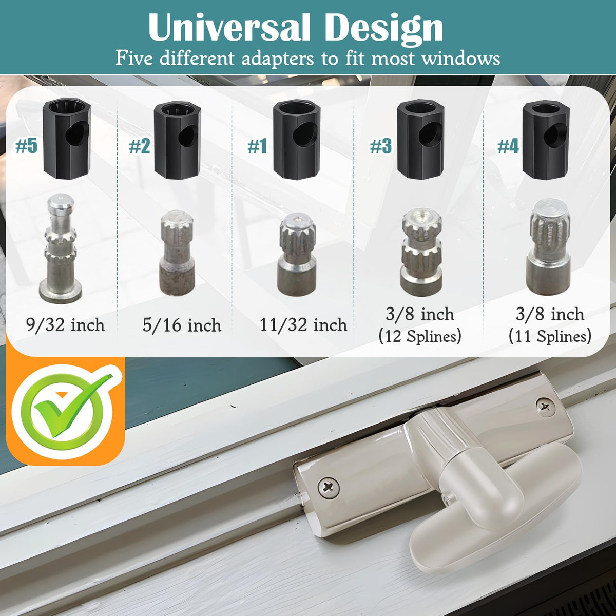 4 Pack Universal Tee Crank Casement Window Handles, White Beige