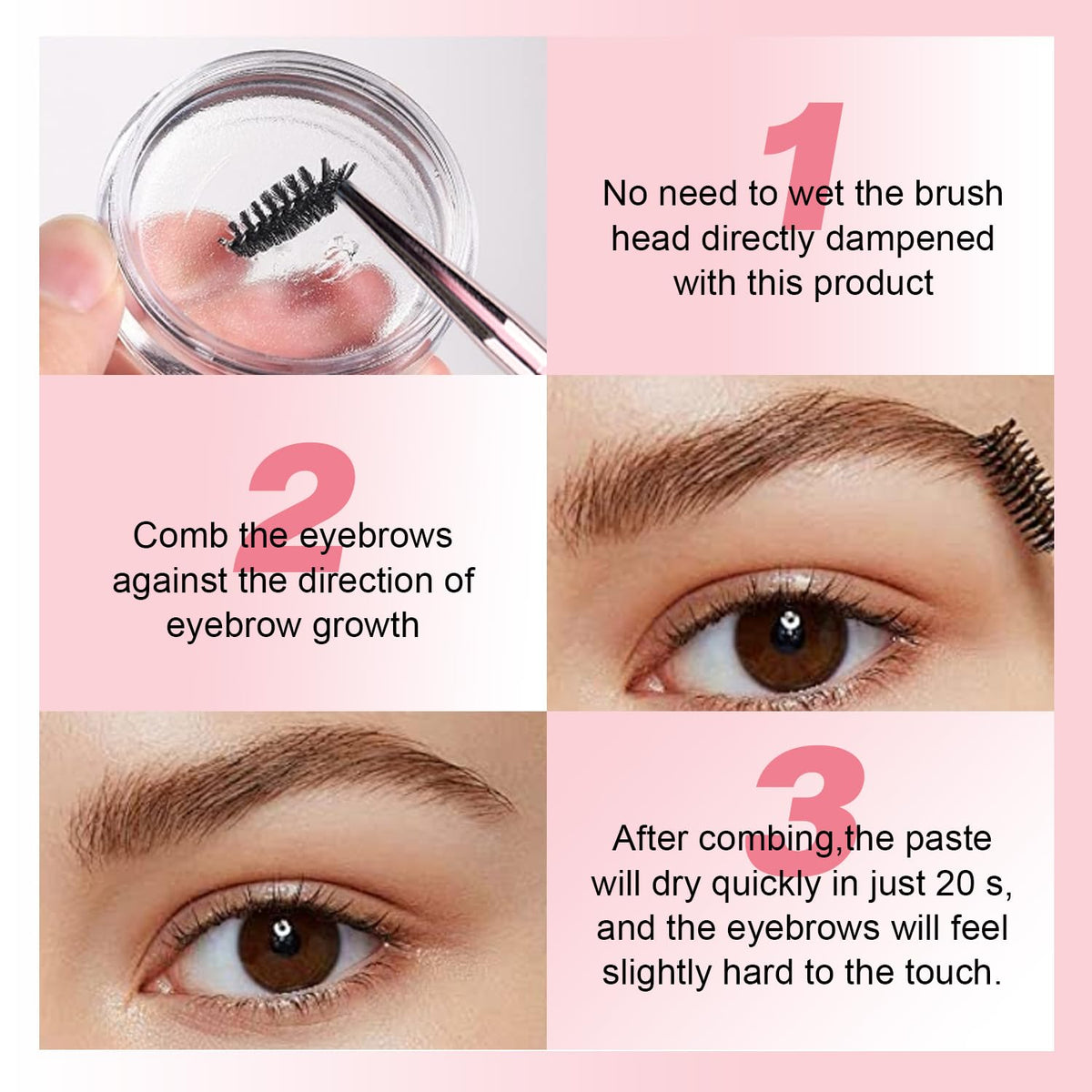 Eyebrow Gel Clear,Brow Soap,Eyebrow Brush With Double Head,Clear Eyebrow Setting Gel for Feathery & Fluffy & Brow