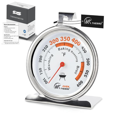 Oven Thermometer 3-Inch Large Dial, 100-600°F, Hook & Stand