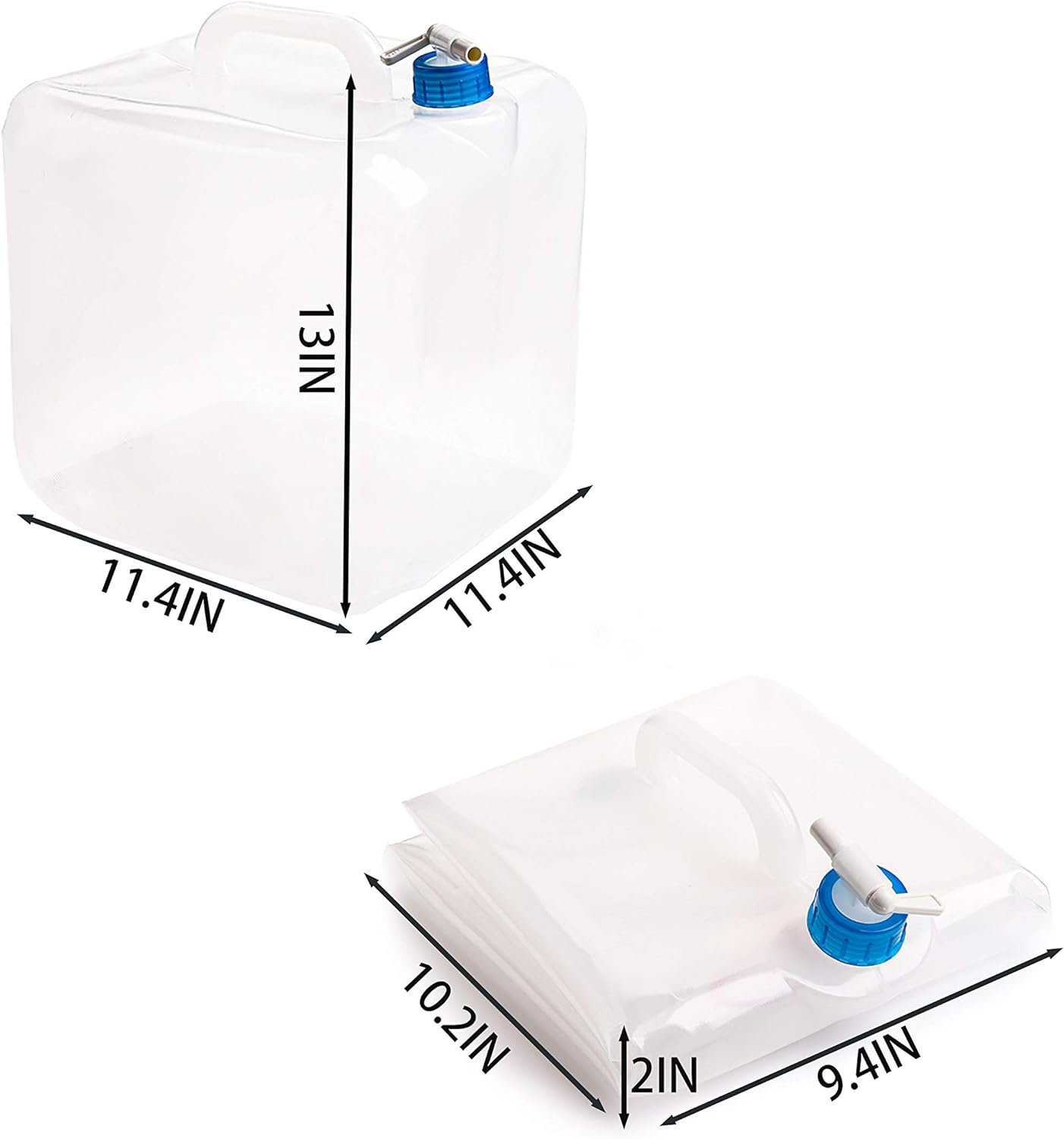 2 Pack 5.3 Gallon Collapsible Water Container with Spigot, Food Safe Water Storage Jug, BPA-Free Camping Water