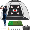 Golf Net with Practice Mat,Golf Hitting Aid Nets 10x7FT for Backyard Driving Chipping Training Swing with Target Mat