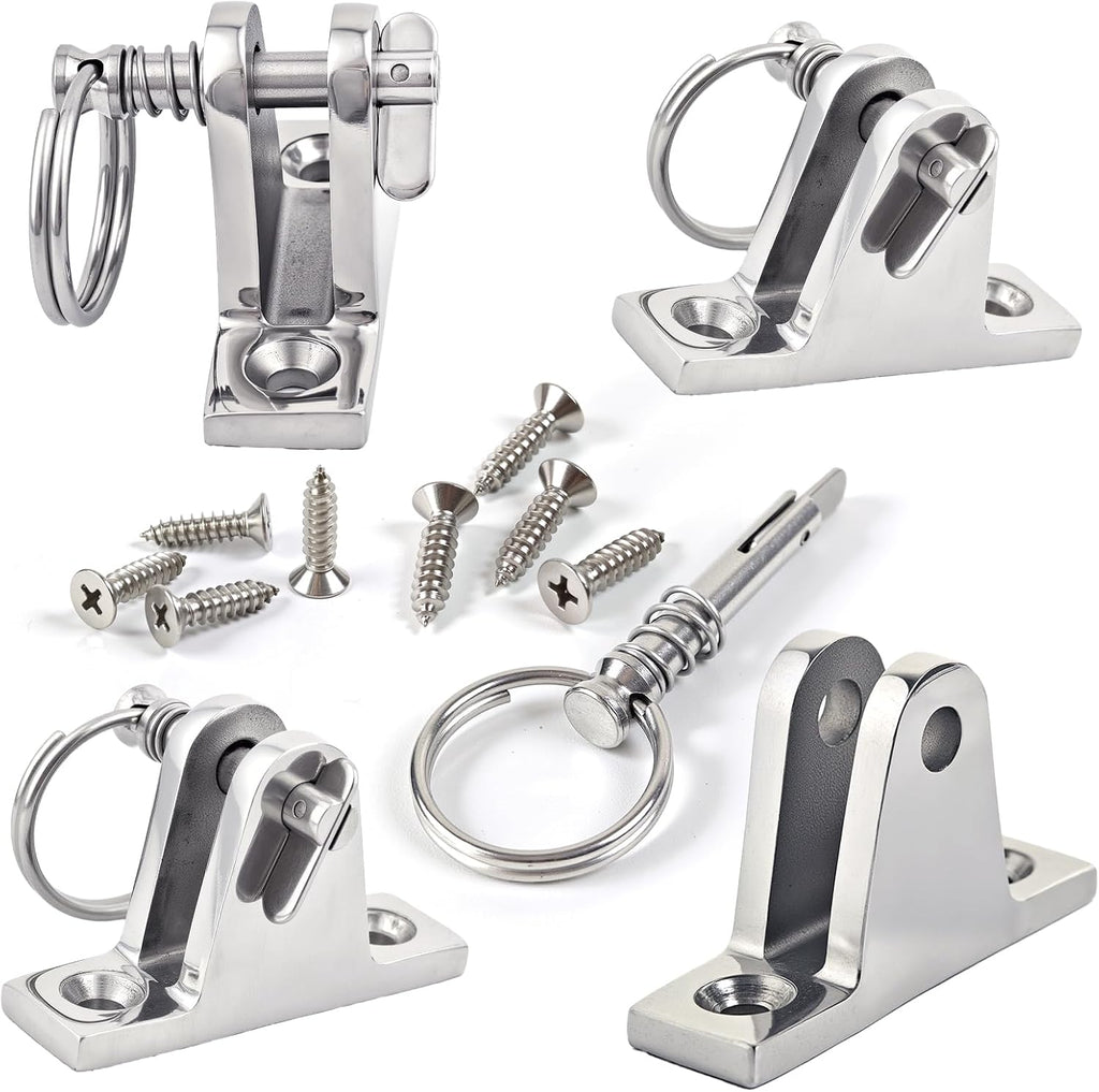 Bimini Top Deck Hinge, 316 Stainless Quick Release Pin, 4 Pack