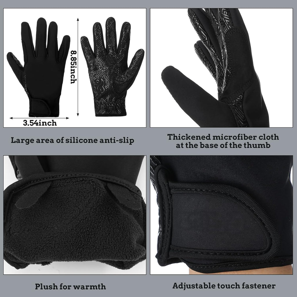 2 Pcs Equestrian Set Horse Riding Helmet Cover Touchscreen Gloves