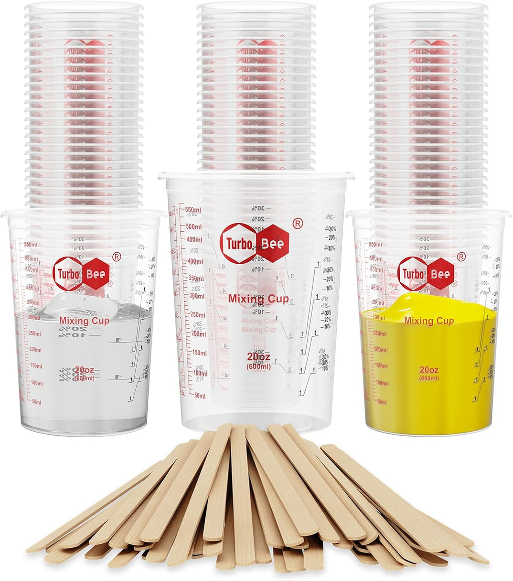 20oz Resin Mixing Cups - [Easy-Separate Design] 50 Pack Graduated PP Plastic Mixing Cups for Epoxy Resin, Paint &