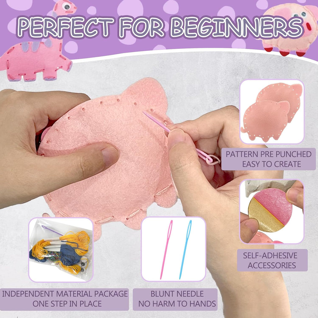 Kid Felt Sewing Kits for Beginners, DIY 8 Stuffed Animals for Kids Age 5-12