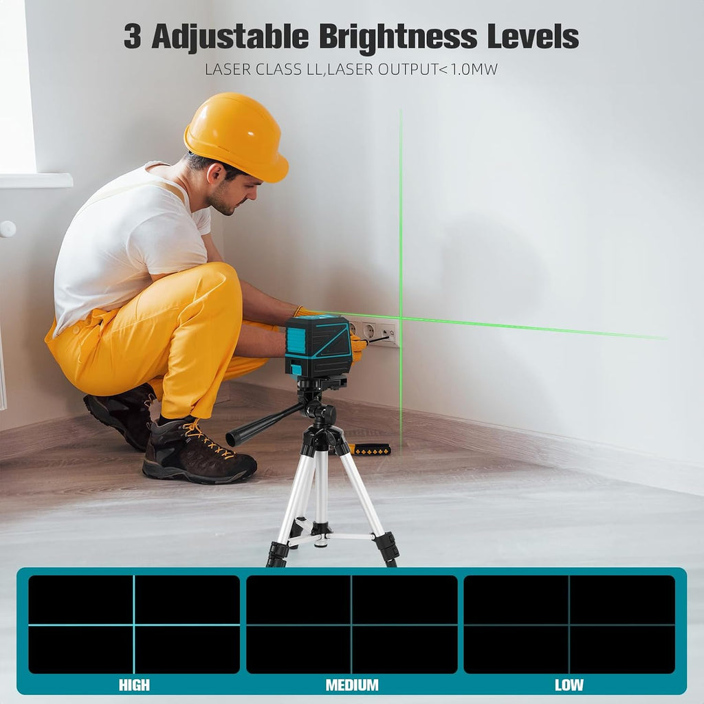 Laser Level with Tripod, 100 feet Green Cross Line Self Rotary Leveling Laser Level, Vertical and Horizontal Line