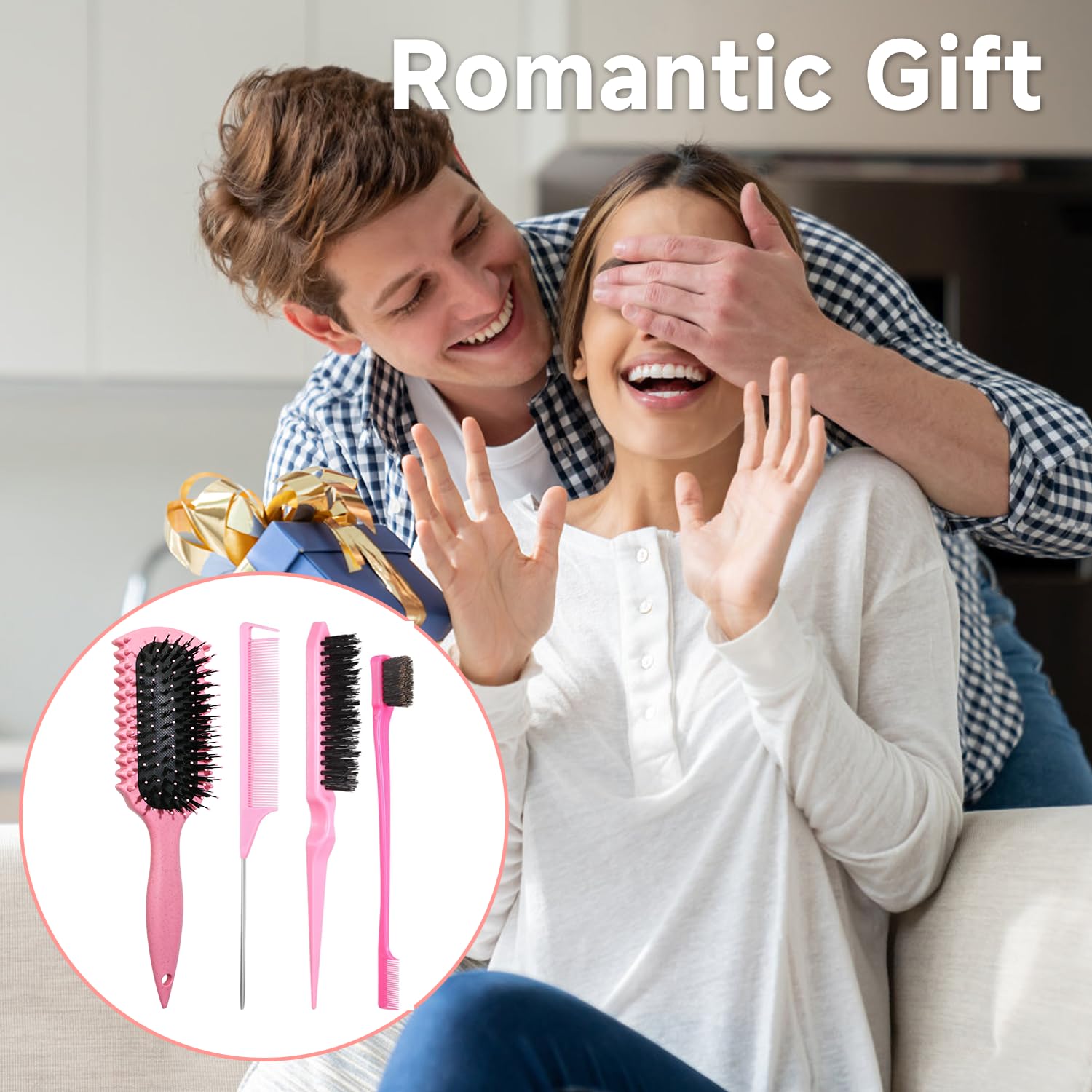 Curl Defining Brush, Curly Hair Brush Products With 3 Pcs Slick Back Hair Brush Set Bristle Brush Edge Control