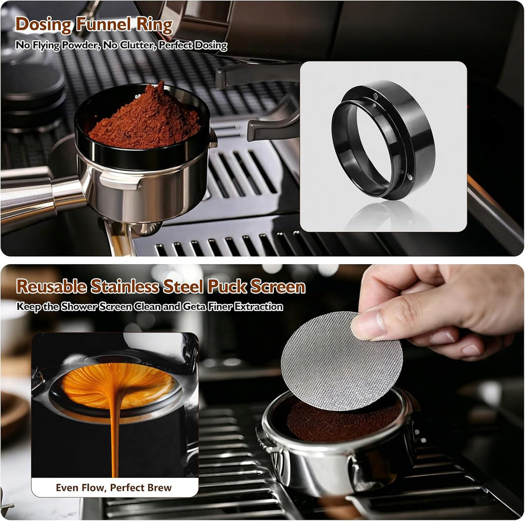 54mm Espresso Accessories Kit, 7Pcs Coffee Tamper Set with Wooden Tamping Station, Tamper, WDT Tool, Distributor