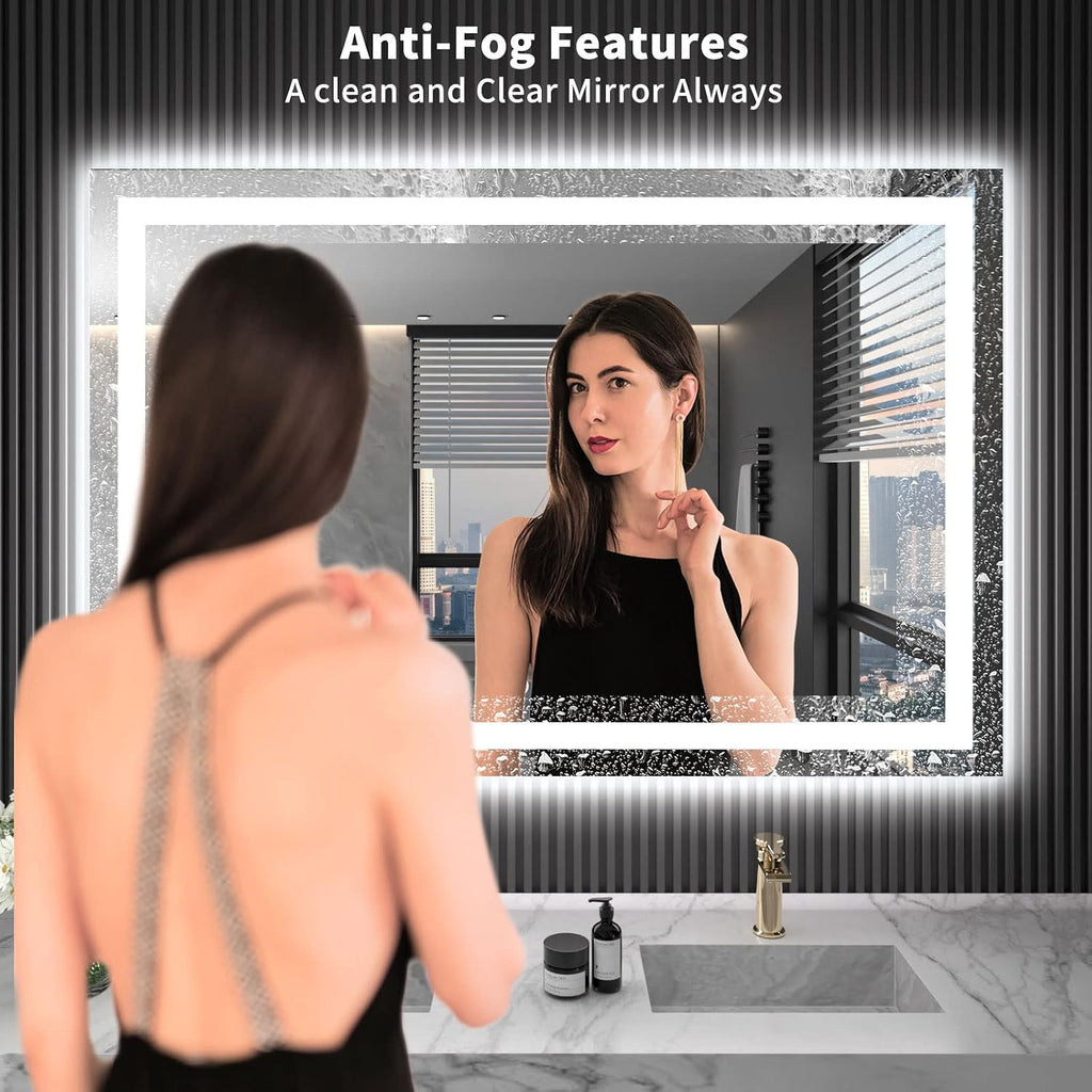 40"X32" LED Bathroom Mirror with Lights | Anti-Fog, Dimmable, 3 Color Temperature, Backlit + Front Lit, Memory