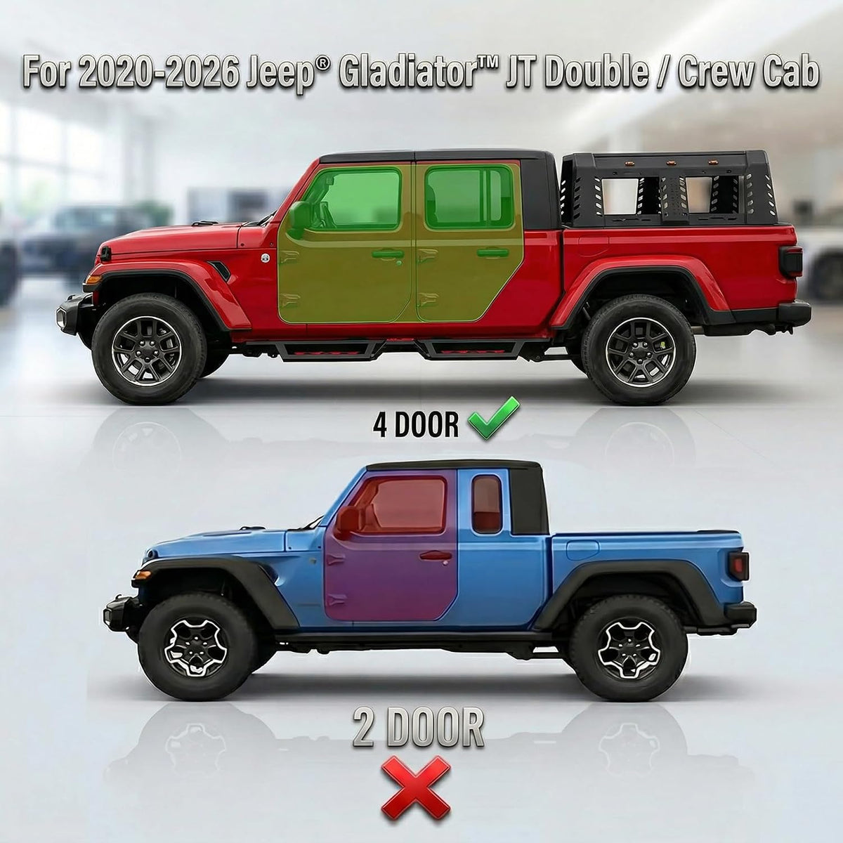 Running Boards Side Steps Compatible with 2020-2026 Jeep Gladiator JT 4-Door, Japan Nagoya Electrophoretic Coating and Textured Black Powder Finish, Rust Resistant,Easy Installation
