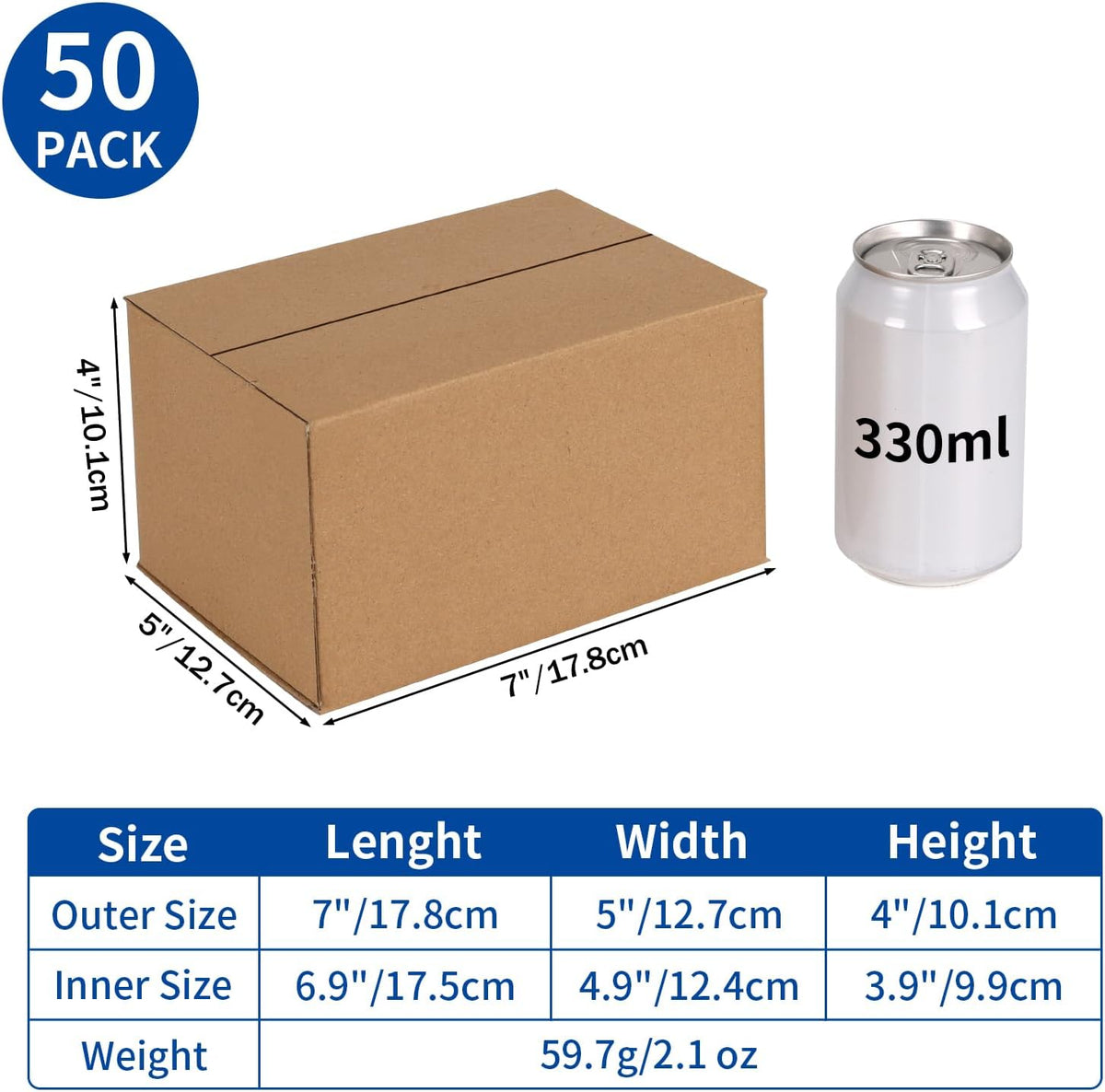 50 Packs 7x5x4 Shipping Boxes for Small Business