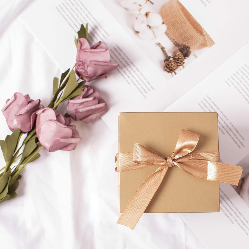 Gift Box with Lid for present, 12pcs, Gold, 4"×4"×4"