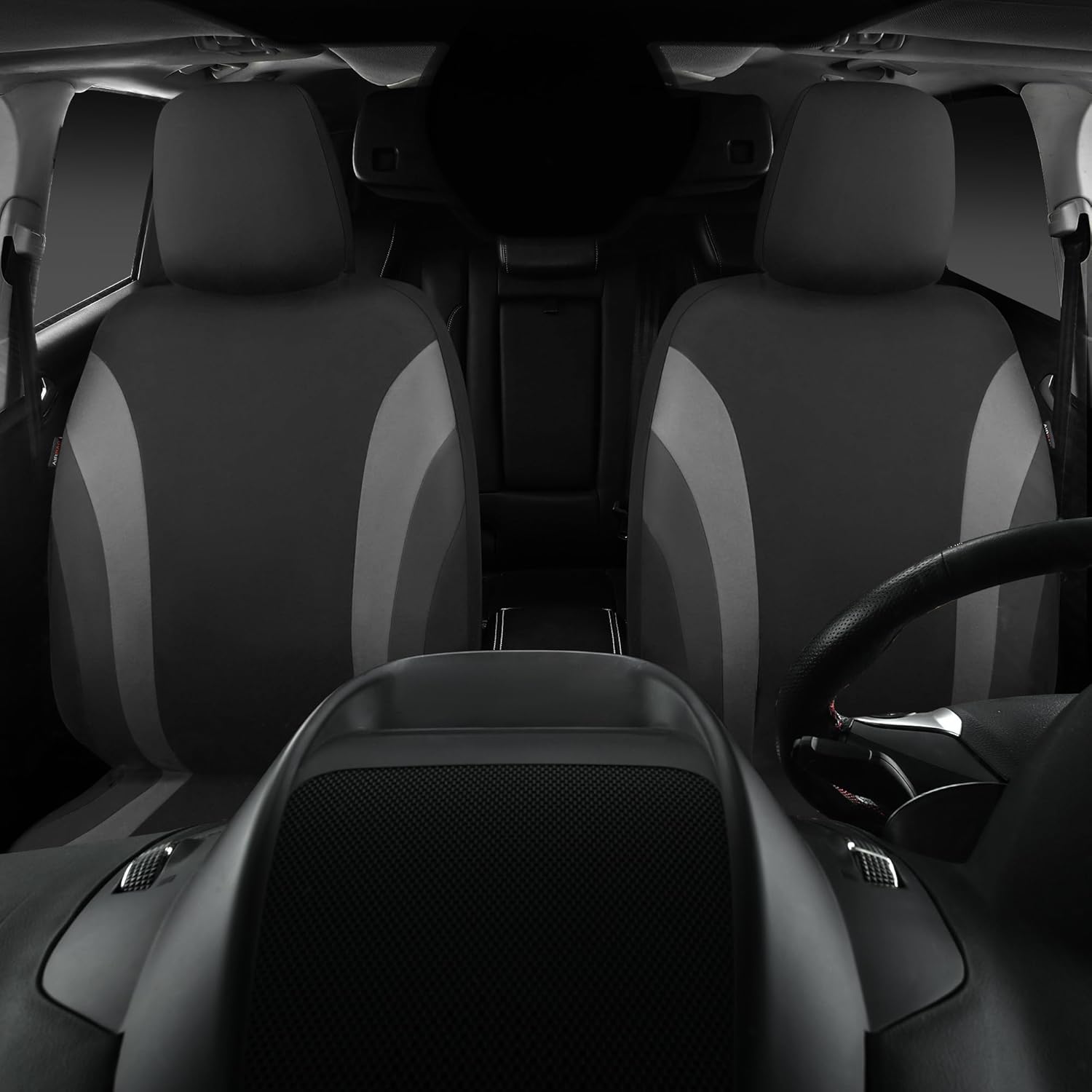 Line Rider Sporty Front Seat Covers,Gray Car Seat Covers Two Front Seats Only, Airbag Compatible,Universal Fit