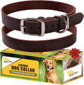 Classic Leather Dog Collar for Large Dogs, Adjustable 19-24"