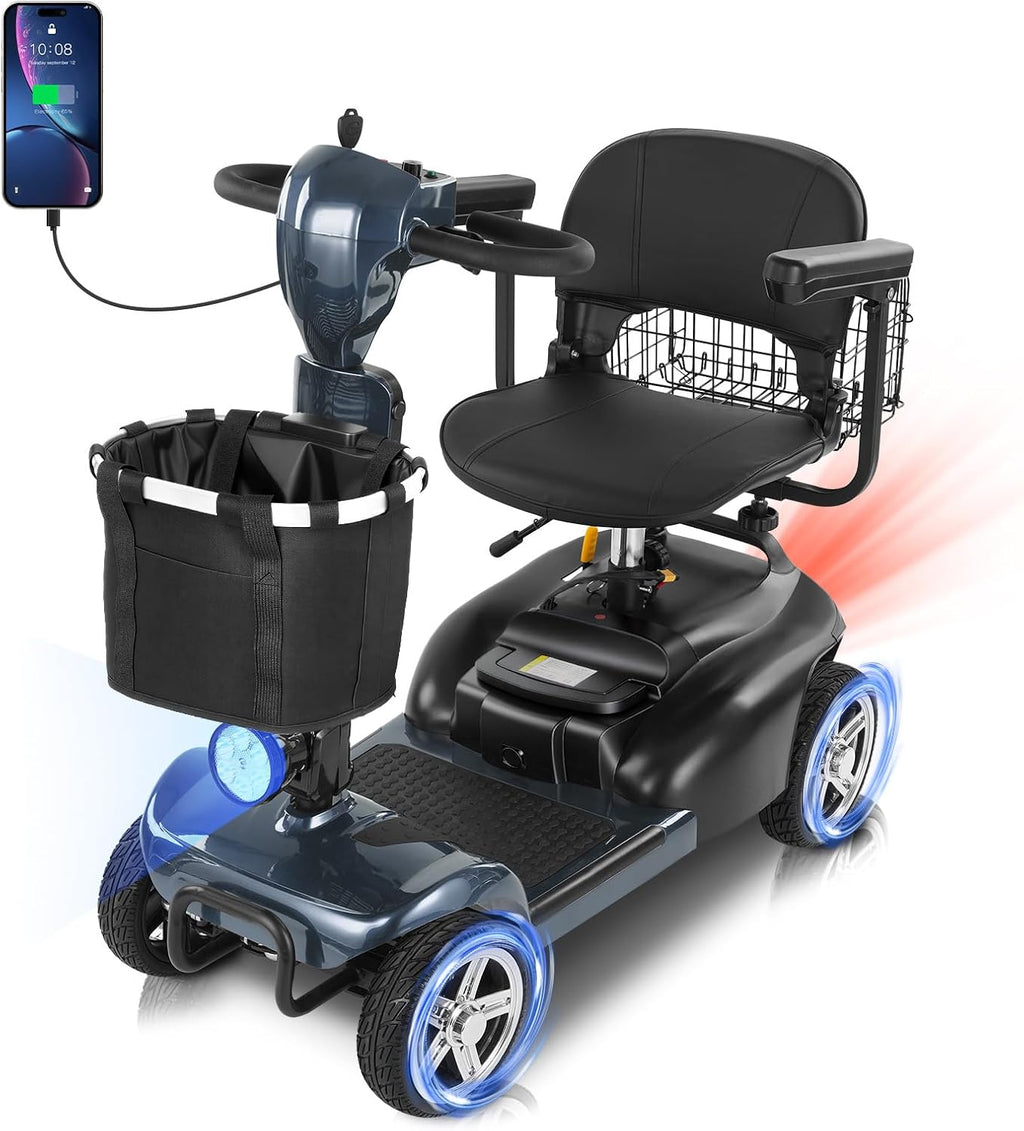 20 Miles 4 Wheels Mobility Scooter for Seniors/Adults Up to 300LBS,350W Electric Wheelchair Detachable Lithium