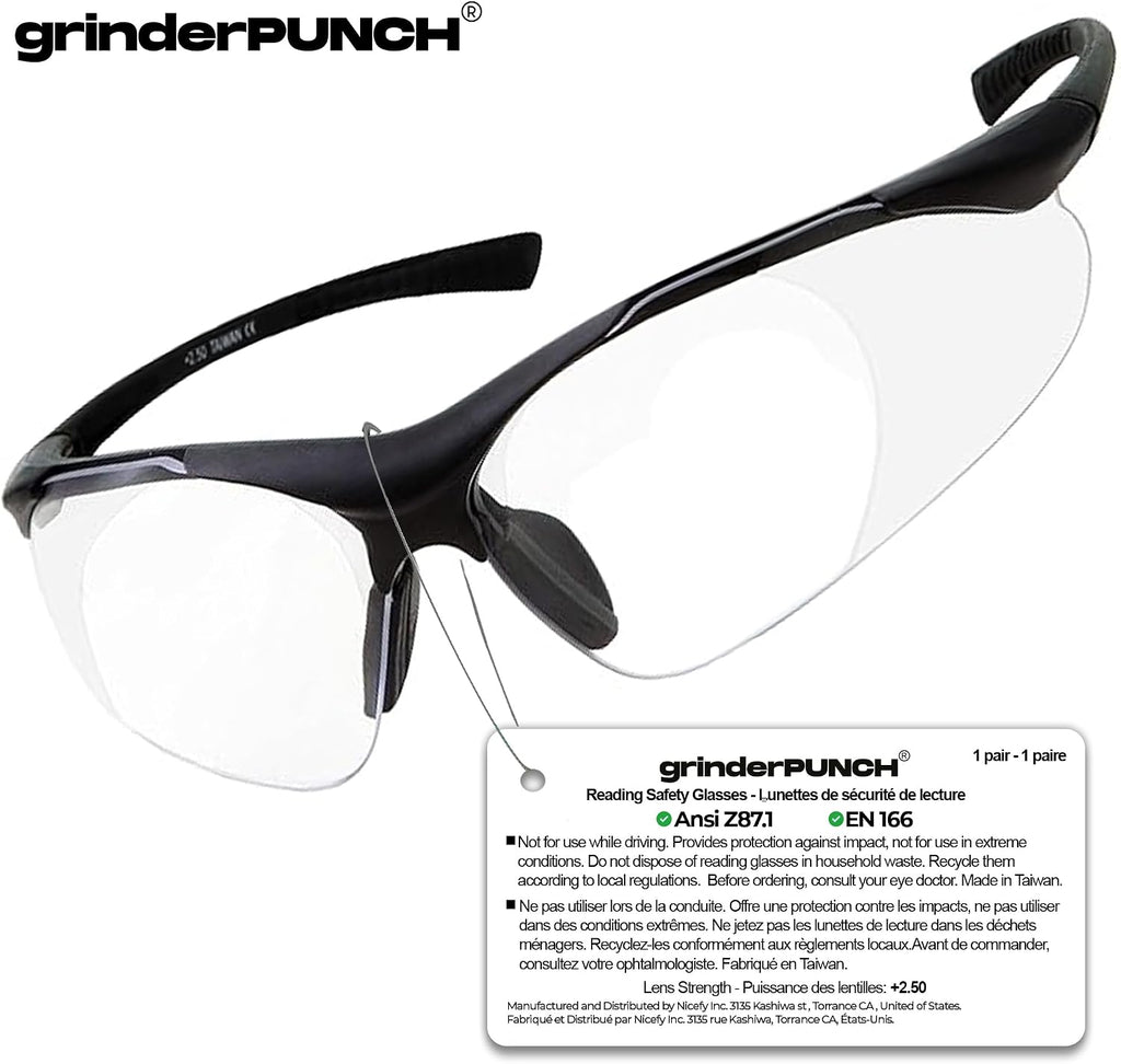 ANSI Z87 Magnifying Safety Glasses Readers Reading Men Women | ANSI Z87 Impact Resistant, Full Lens Magnifying Safety