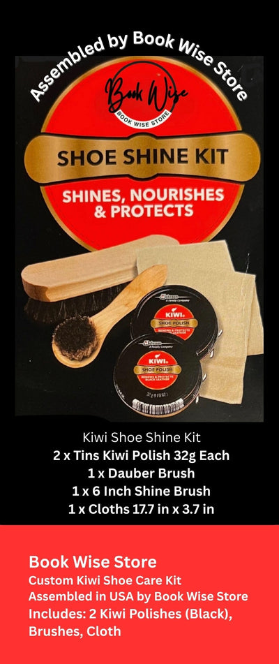 Kiwi Shoe Polish 2-Pack with Horsehair Brushes and Shine Cloths – Complete Shoe Care Kit (Black Polish x2, Shine