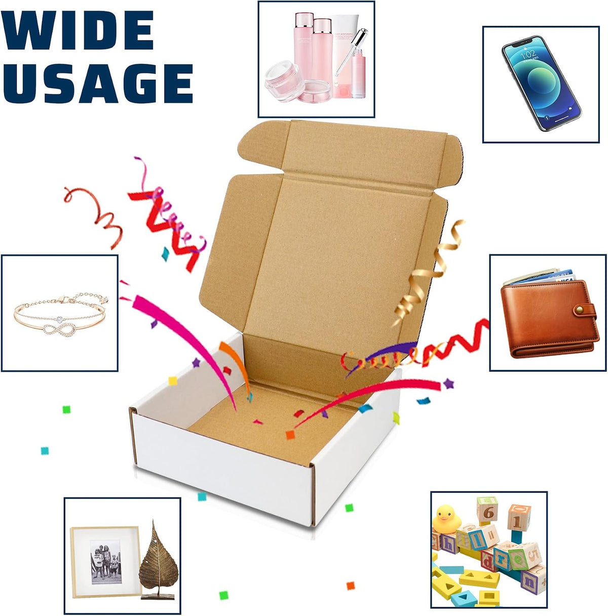 Shipping Boxes Set of 25, 8" x 6" x 2" White Corrugated Cardboard Box, Mailer Boxes for Packaging, Mailing