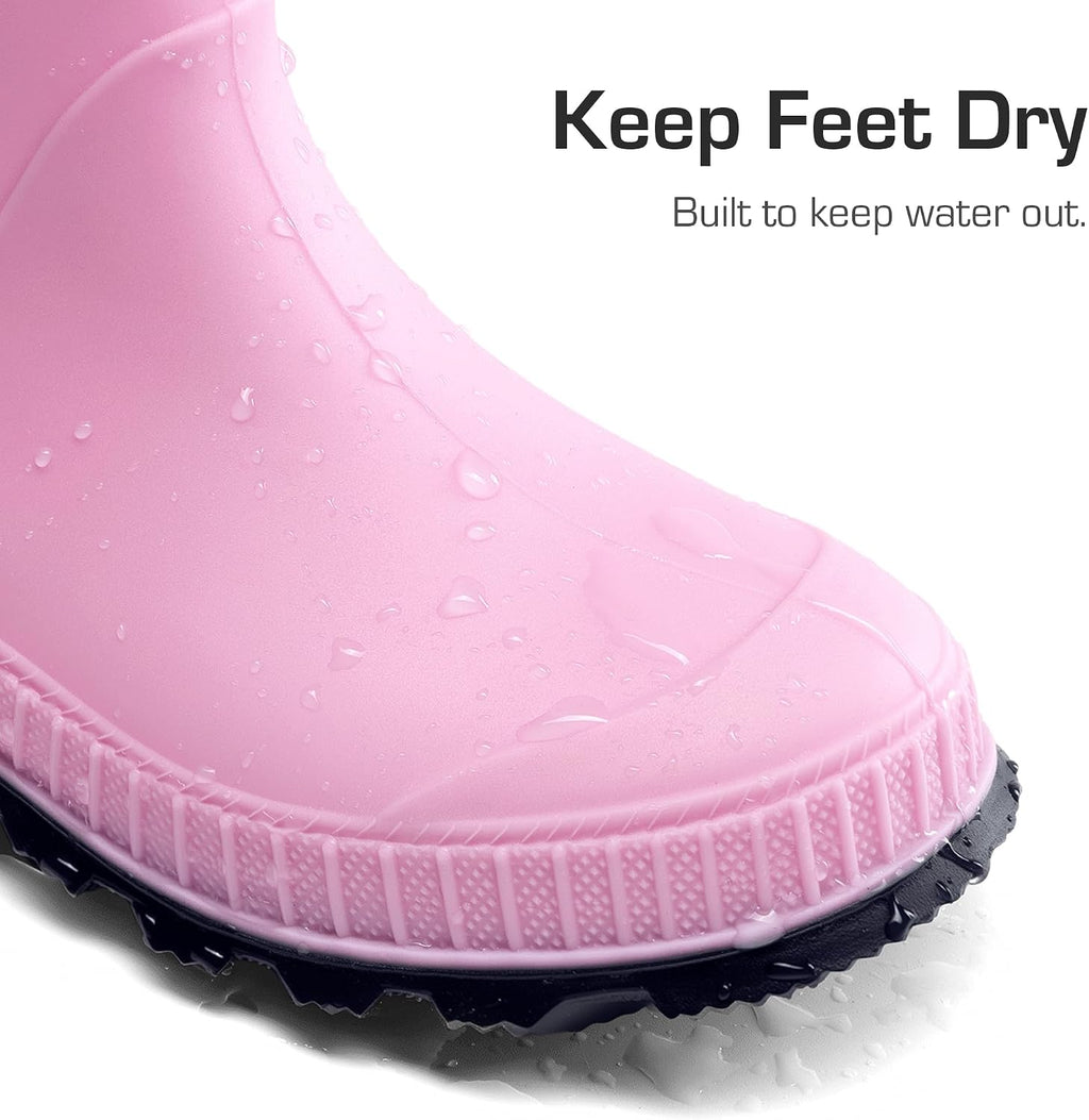 Kids Waterproof Outdoor Rain Boots | Lightweight,Non-Slip Outsole,Easy-On,Unisex Boys Girls,Outdoor Puddle Rainy Day