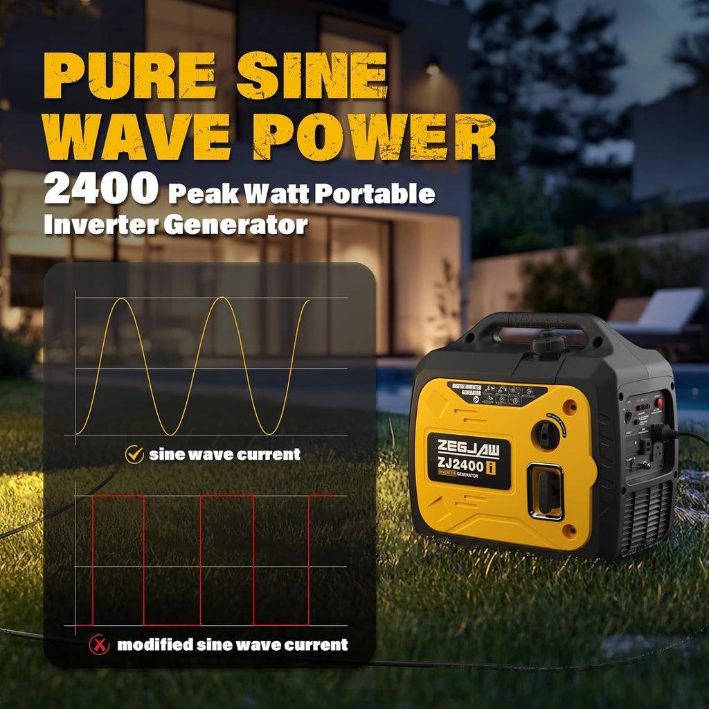 2400-Watt Portable Inverter Generator, EPA Compliant, CO-Sensor, Eco-Mode Feature, Lightweight & Quiet Gas Powered