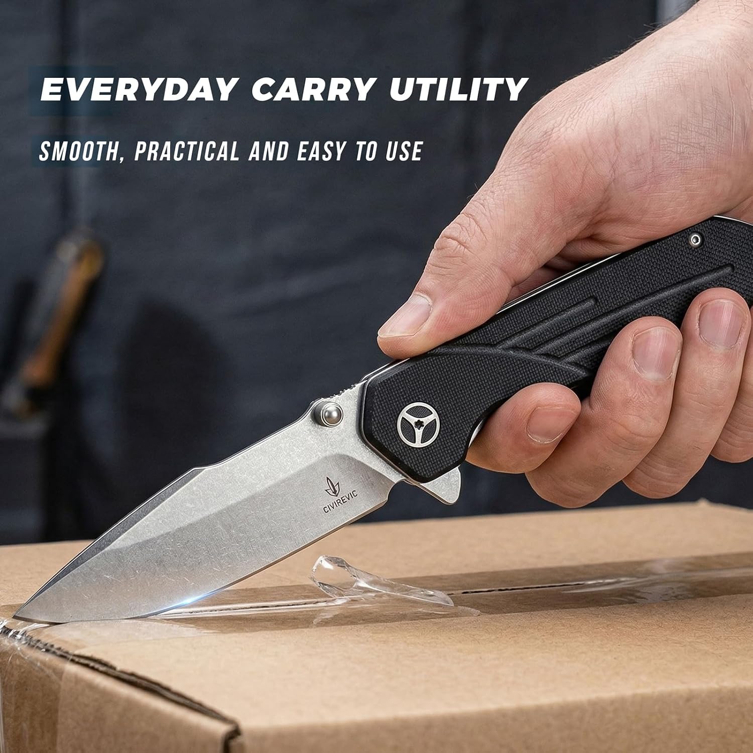 EDC Folding Pocket Knife with G10 Handle and 1.4116 Steel | 3.15" Stonewashed Blade, Lightweight Design for Work and