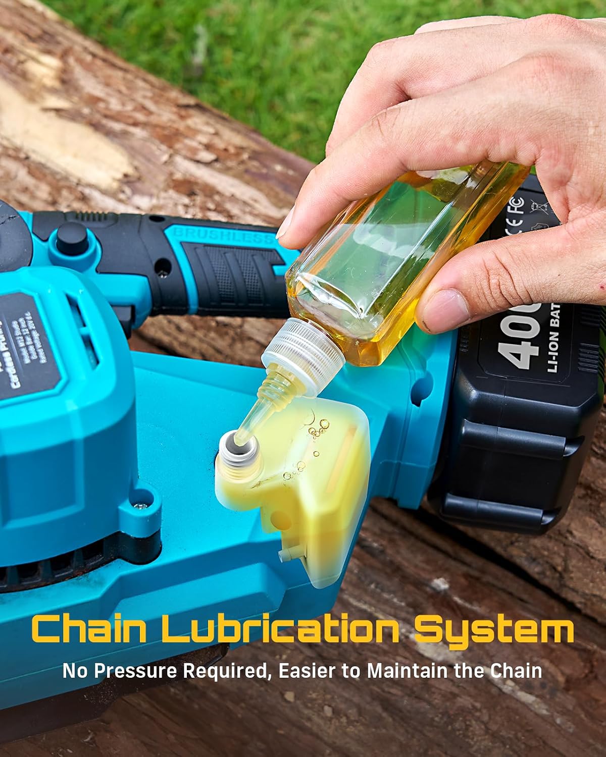 12-Inch Electric Chainsaw Cordless, Brushless Motor | 2 x 4.0Ah Battery, Auto Oiling, Tree Saw with Tool-free Chain