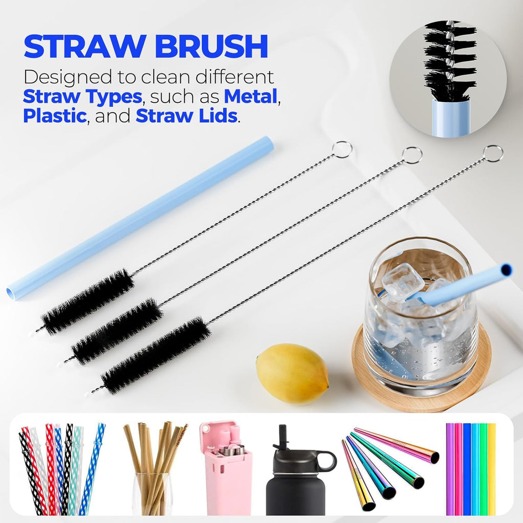6 Pack Bottle Brush Set, 14" Long Handle Stainless Steel Bottle Cleaner Brush, 3 Straw Brushes, 4-in-1 Bottle