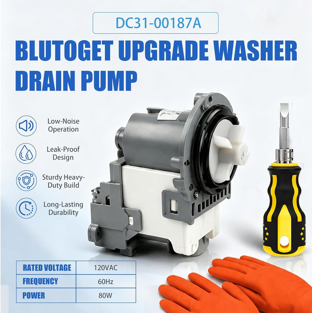 DC31-00178A Washer Drain Pump Motor OEM Replacement for Samsung Washer, Replaces PX3516-01 DC31-00187A DC31-00178D DC97-20621A AP5583541 PS4204640, Compatible with WF42H5600AW WA40J3000AW