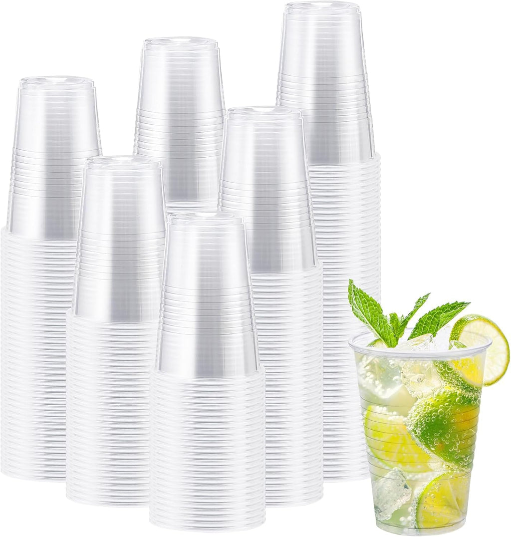 300 Pack 12 oz Clear Plastic Cups, Disposable Cold Drinking Cups