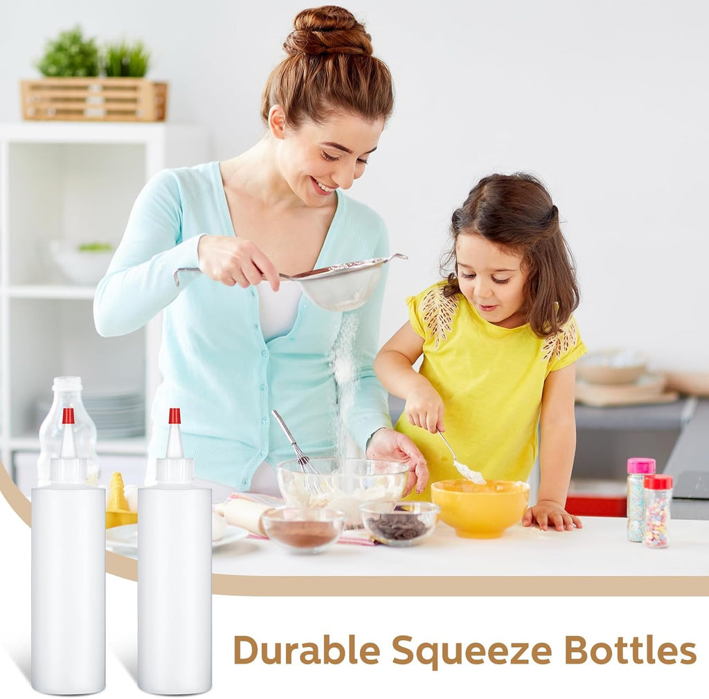 60 Pack 8 oz Condiment Squeeze Bottles Plastic Squeeze Bottles, Red