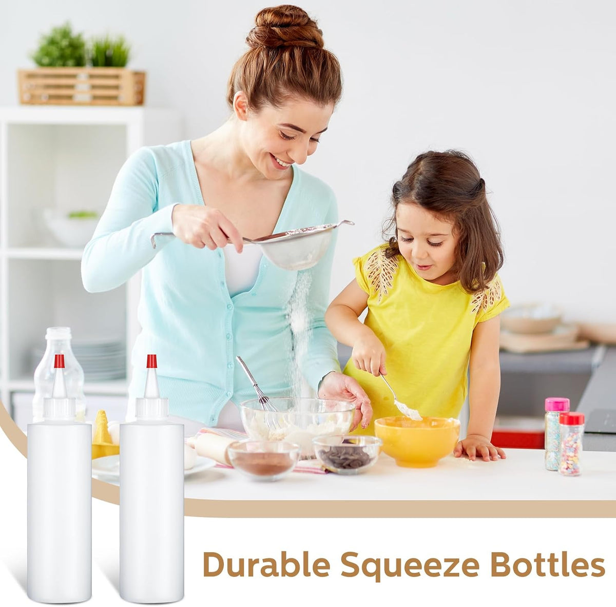 60 Pack 8 oz Condiment Squeeze Bottles Plastic Squeeze Bottles, Red