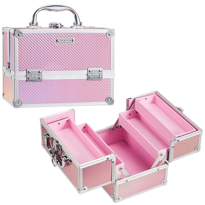 Makeup Train Case 8.85 Inch Portable Makeup Case Organizer Cosmetic Box Make Up Box Makeup Organizer Cosmetic Storage