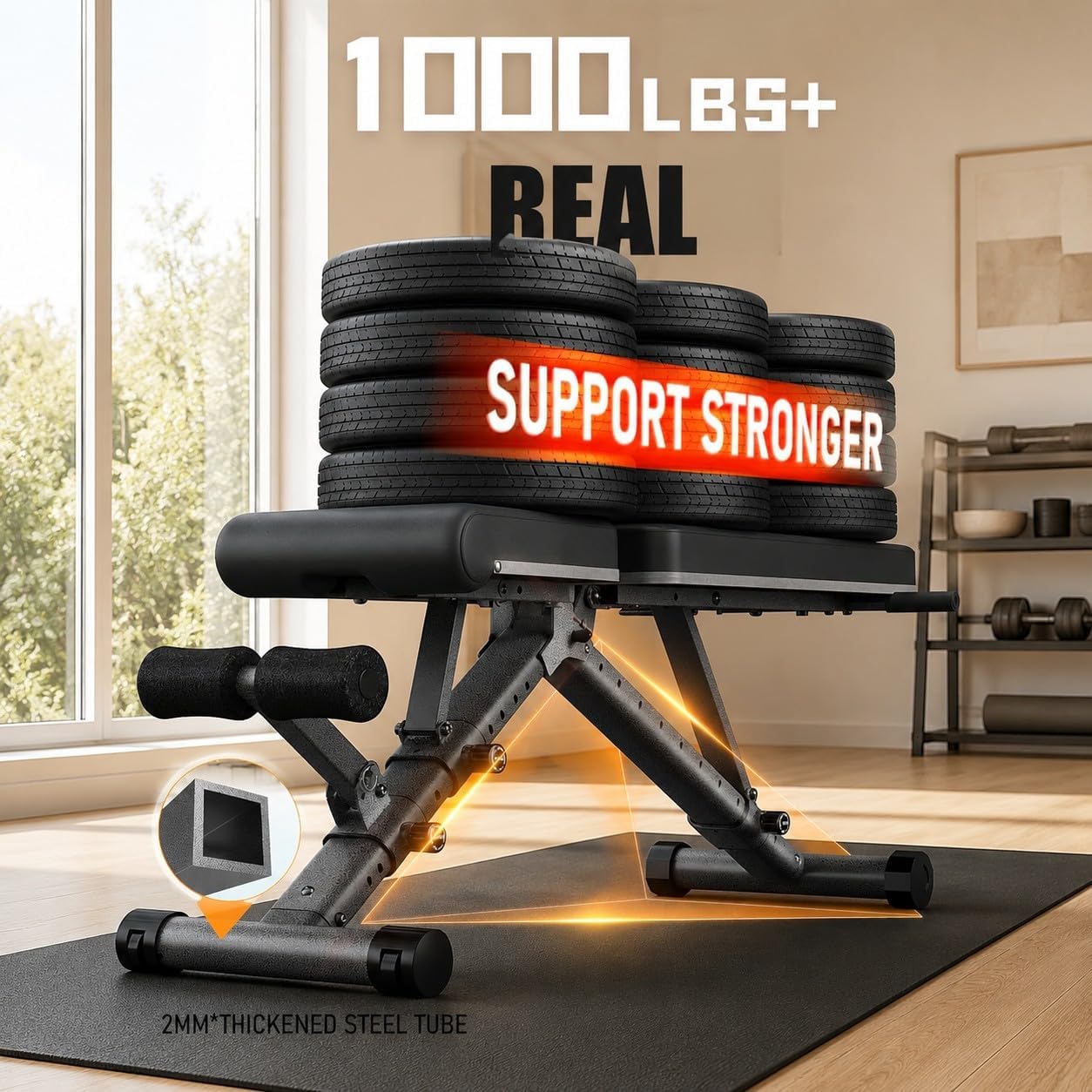 Adjustable Weight Bench Workout Bench, 1000/1300 LBS Heavy Duty Incline Decline Bench for Home Gym, Easy Assembly