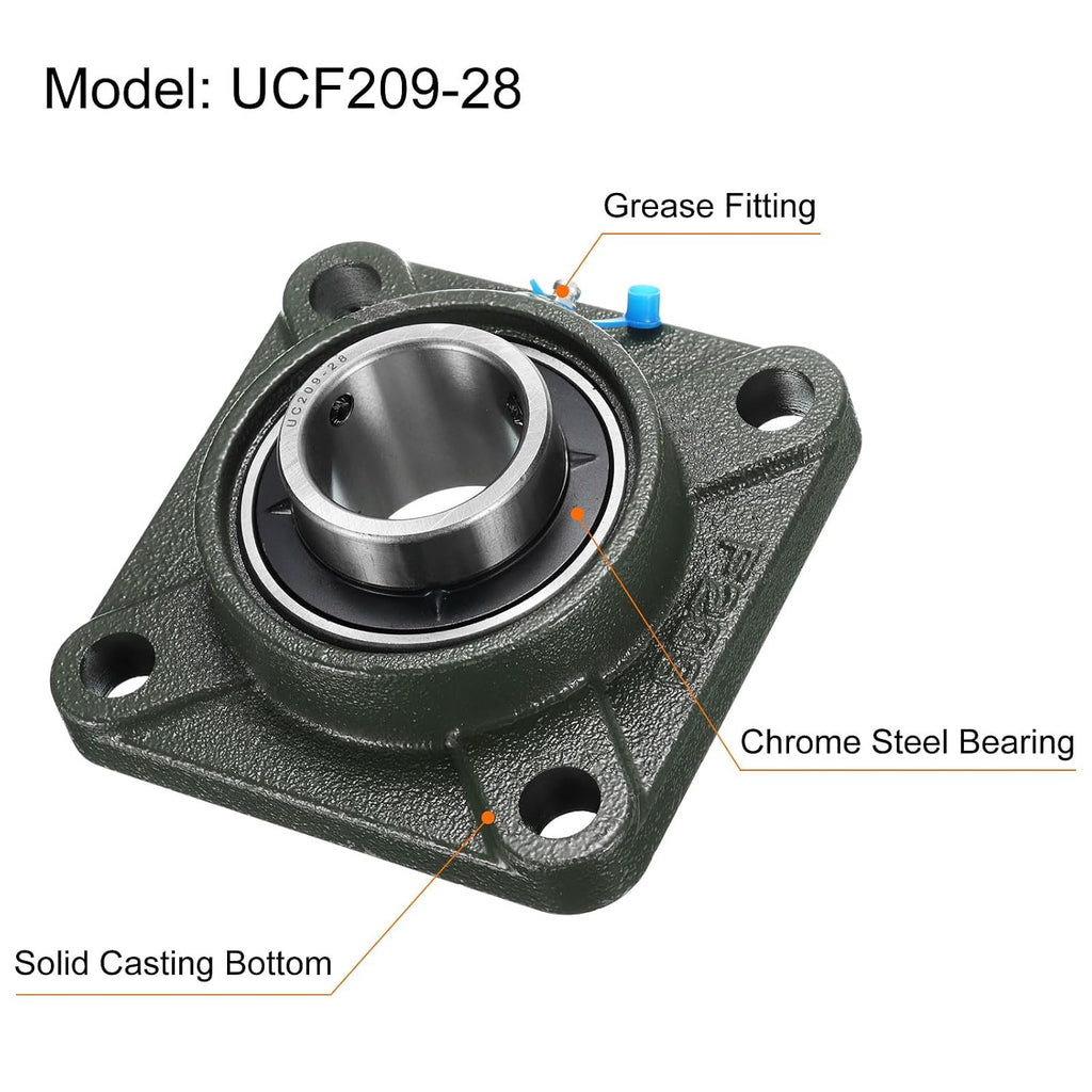 uxcell 2pcs UCF209-28 Pillow Block Bearings 1 3/4 in Bore Self Alignment